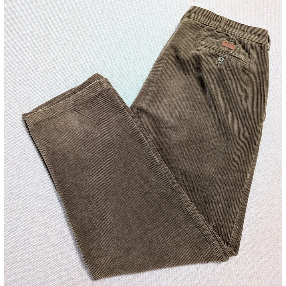 Polo Ralph Lauren Men's 38x34 Brown Corduroy Pleated Pants Cotton